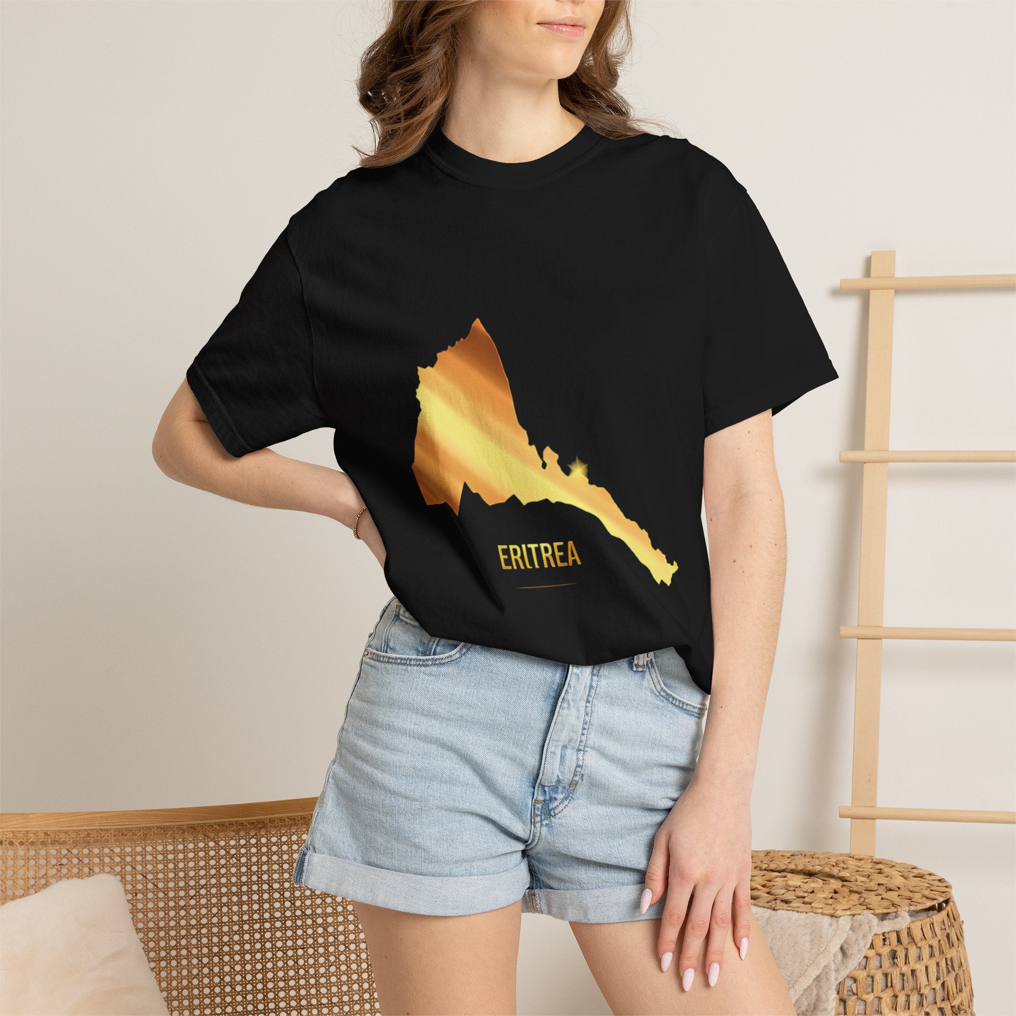 The Eritrean  T-Shirt Map & Olive Branch T-Shirt — Gold Foil Island Graphic Tee