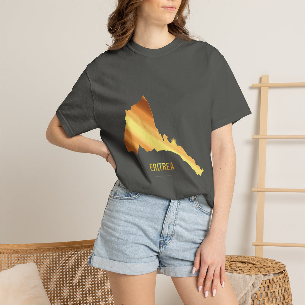 The Eritrean  T-Shirt Map & Olive Branch T-Shirt — Gold Foil Island Graphic Tee
