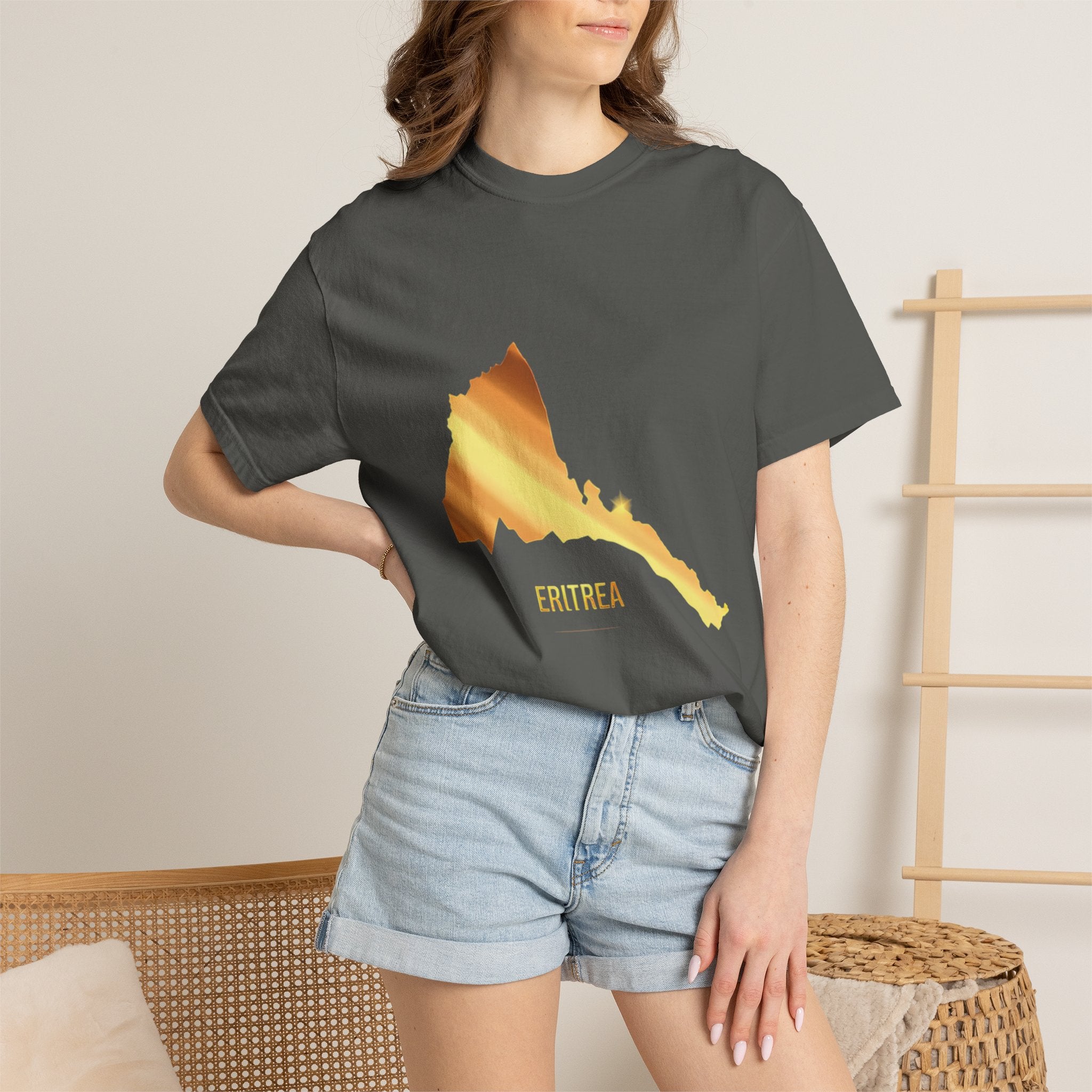 The Eritrean  T-Shirt Map & Olive Branch T-Shirt — Gold Foil Island Graphic Tee