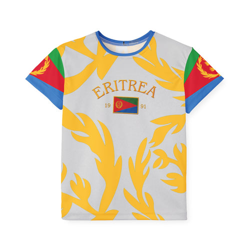 Eritrea Kids Soccer Jersey — Flag Crest AOP Tee (1991) ናይ ኤርትራ ናይ ቆልዑ ማልያ