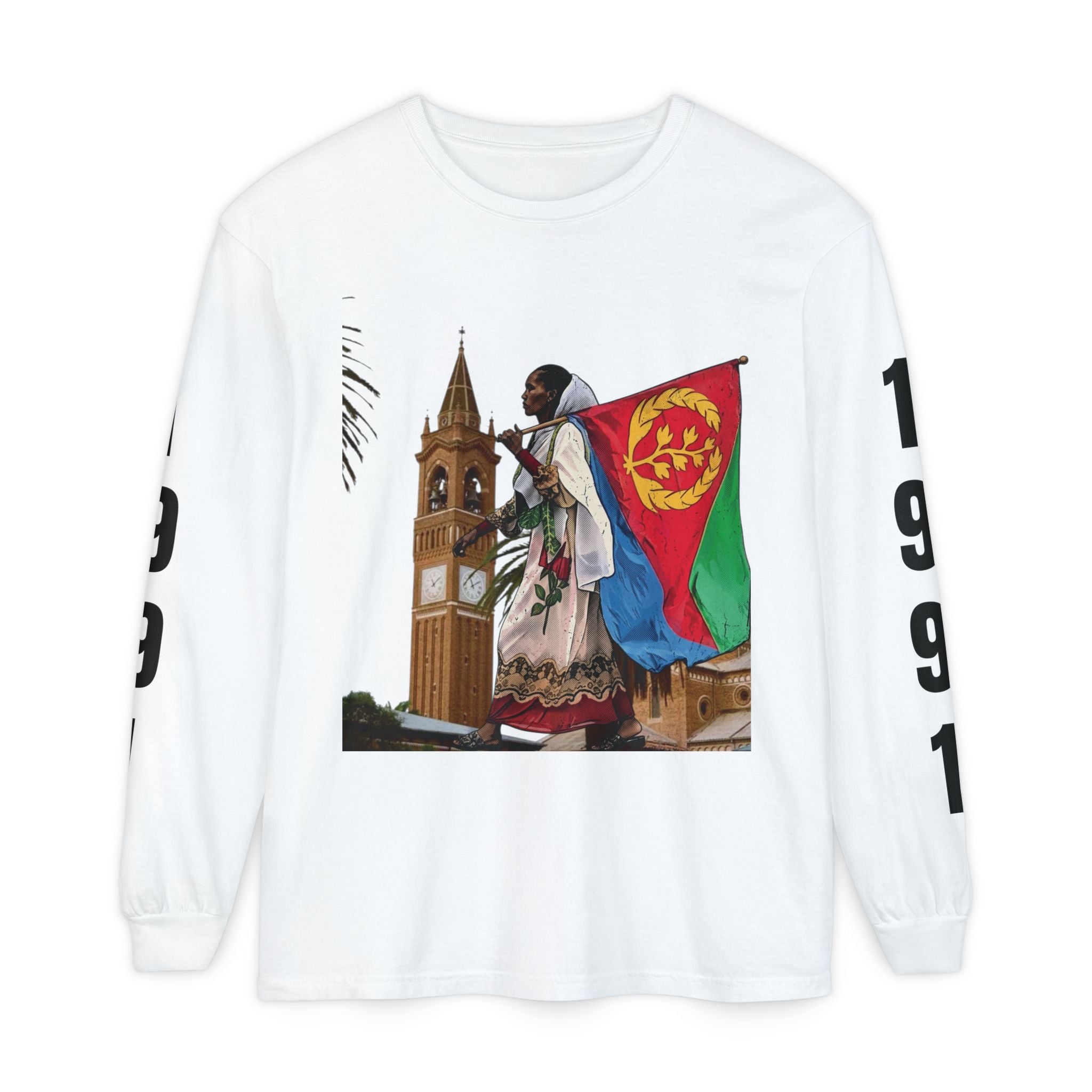 Eritrean Pride Long Sleeve Tee — 'Ayay' Cultural Flag Graphic (1991)