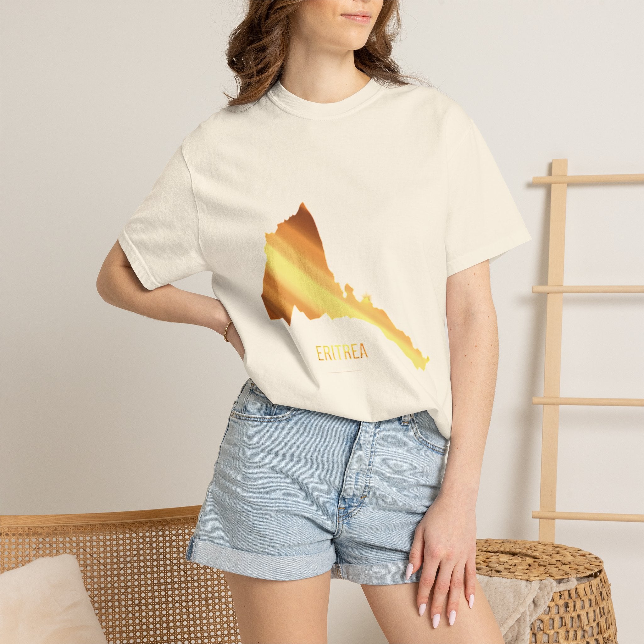 The Eritrean  T-Shirt Map & Olive Branch T-Shirt — Gold Foil Island Graphic Tee