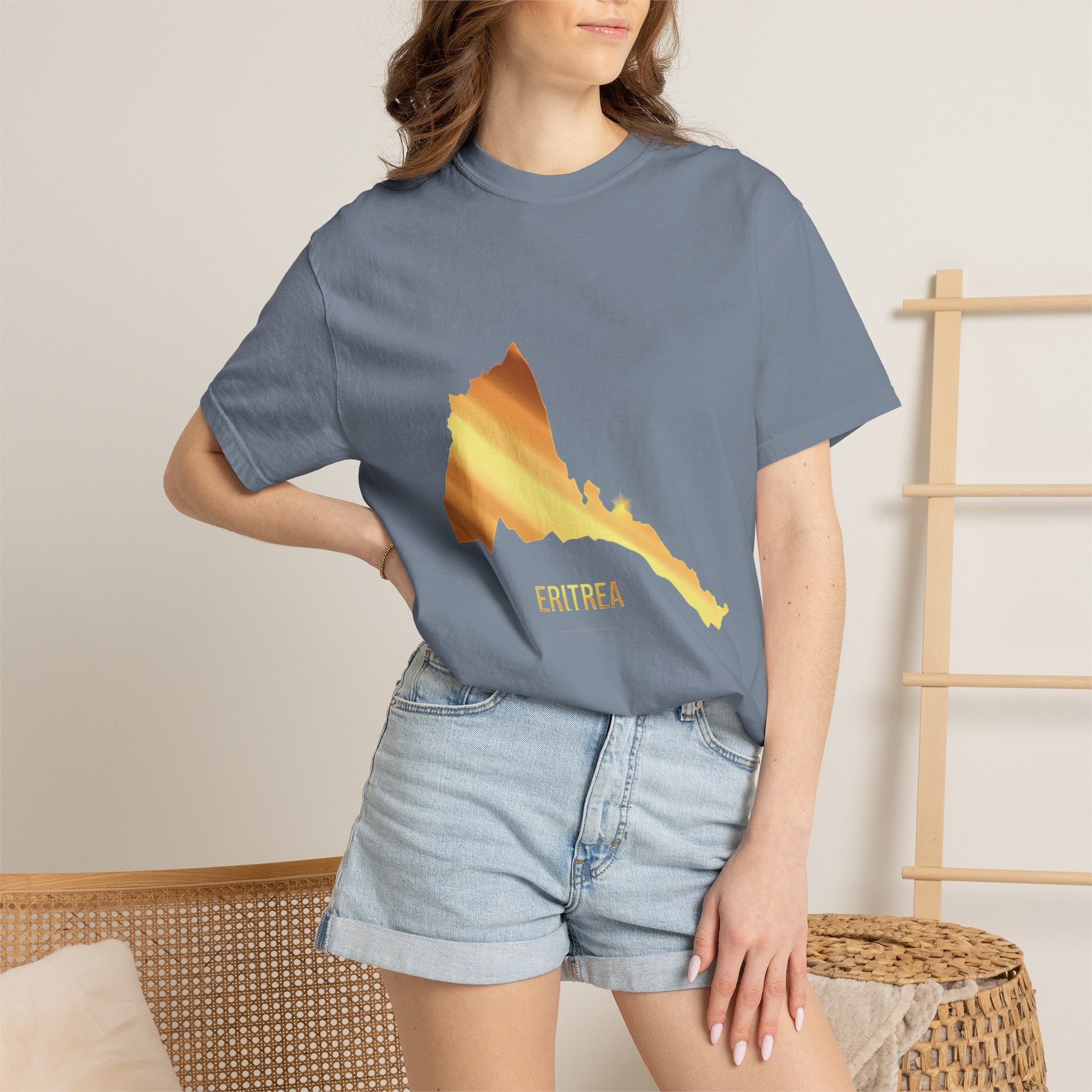 The Eritrean  T-Shirt Map & Olive Branch T-Shirt — Gold Foil Island Graphic Tee
