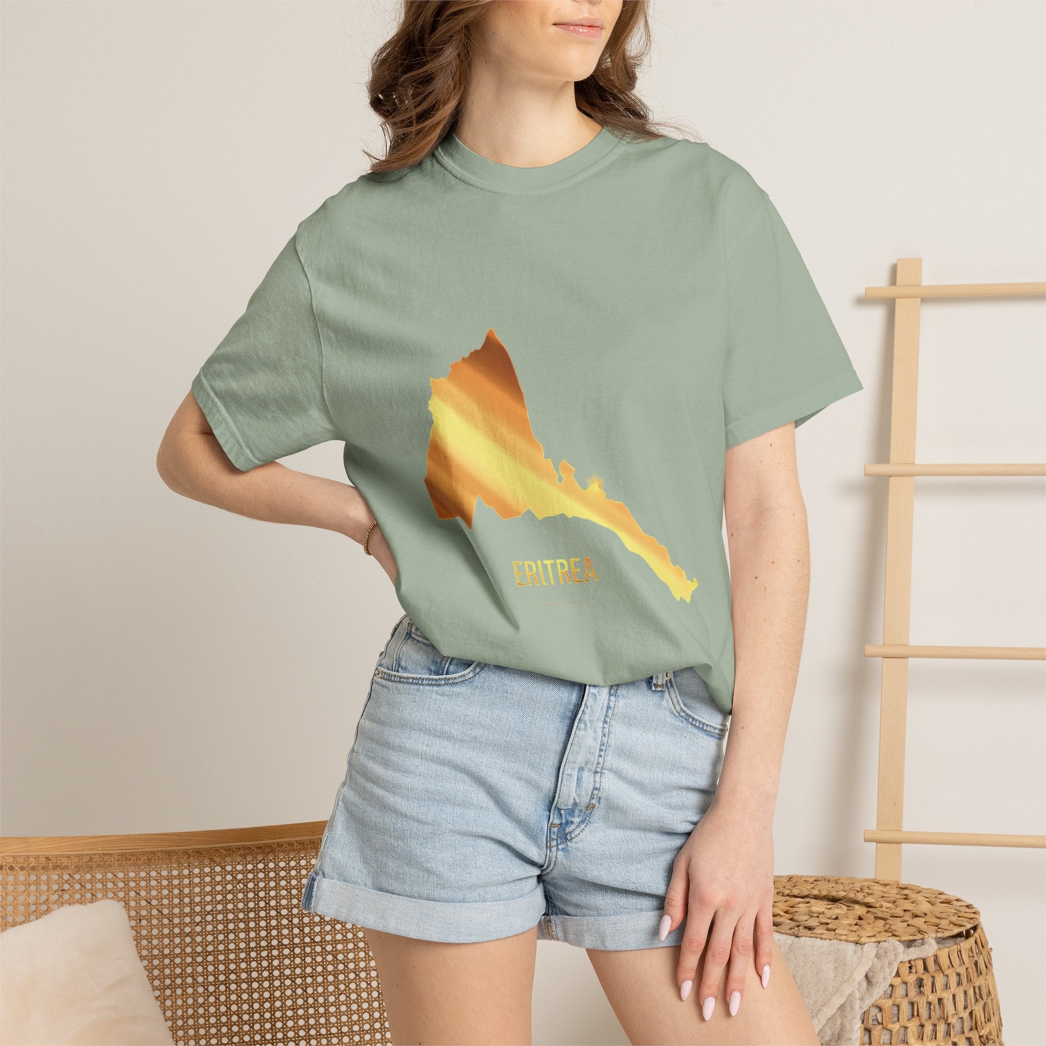 The Eritrean  T-Shirt Map & Olive Branch T-Shirt — Gold Foil Island Graphic Tee