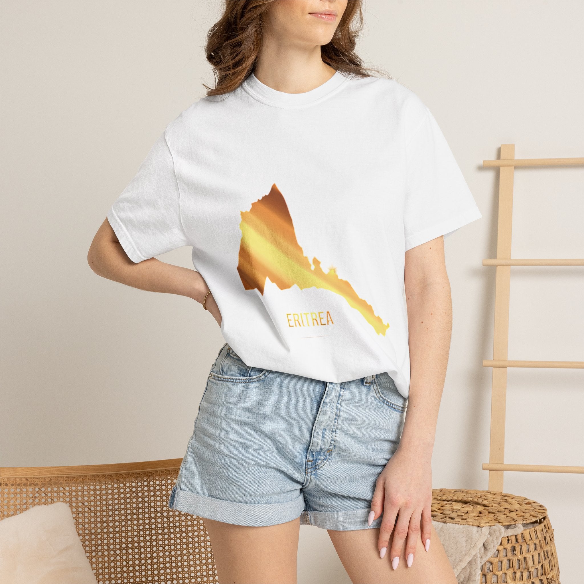 The Eritrean  T-Shirt Map & Olive Branch T-Shirt — Gold Foil Island Graphic Tee